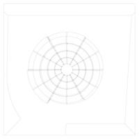 A line drawing on white background of a configuration of furniture, resembling a full circular amphitheatre.